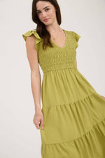 Fresh Stems Flutter Midi Dress