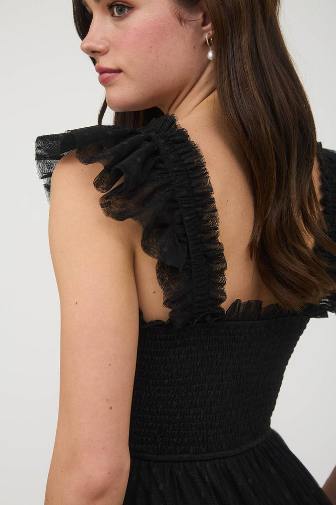Midnight Thrill Chiffon Dot Dress