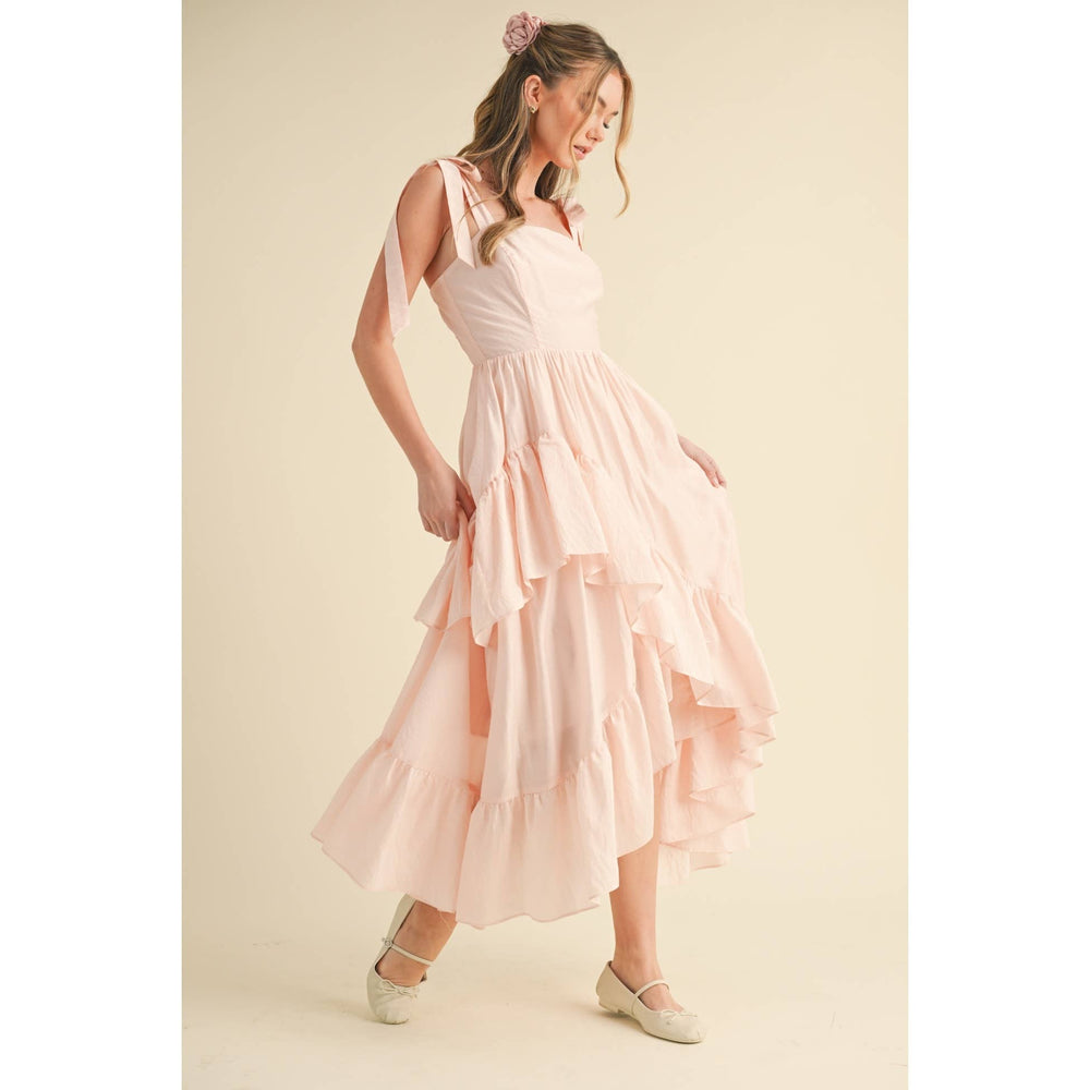 Blush and Beautiful Flowy Ruffle Dress