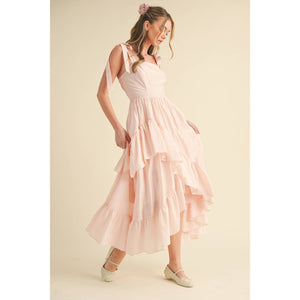 Blush and Beautiful Flowy Ruffle Dress