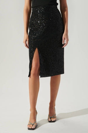 Friday Nights Sequin Midi Skirt