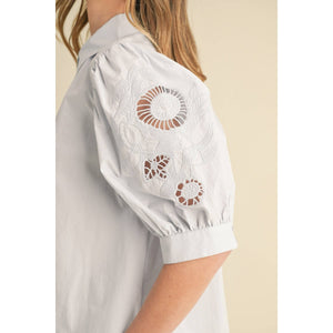 Breezy Blue Embroidered Blouse
