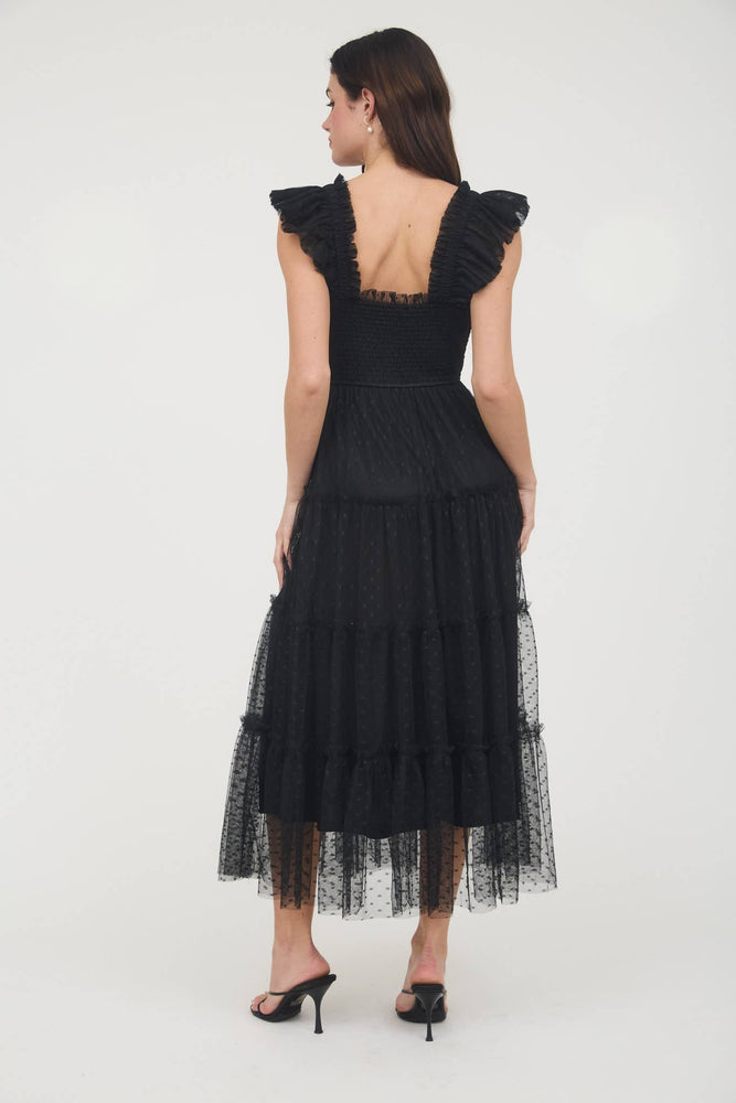 Midnight Thrill Chiffon Dot Dress