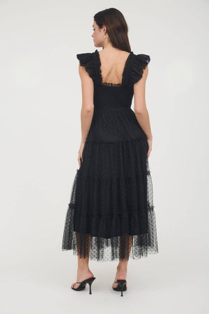 Midnight Thrill Chiffon Dot Dress