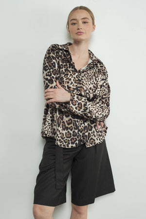 Always A Party Leopard Print Button Down Shirt