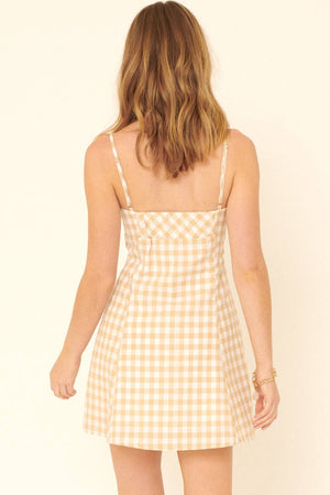 Country Sweetheart Plaid Tie Back Mini Dress