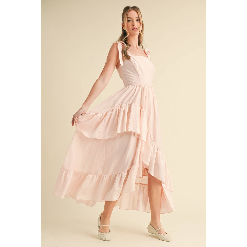 Blush and Beautiful Flowy Ruffle Dress
