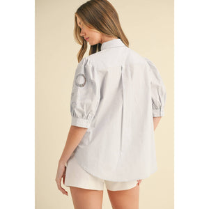 Breezy Blue Embroidered Blouse