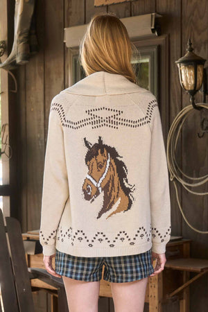 Western Horse Knit Cardigan