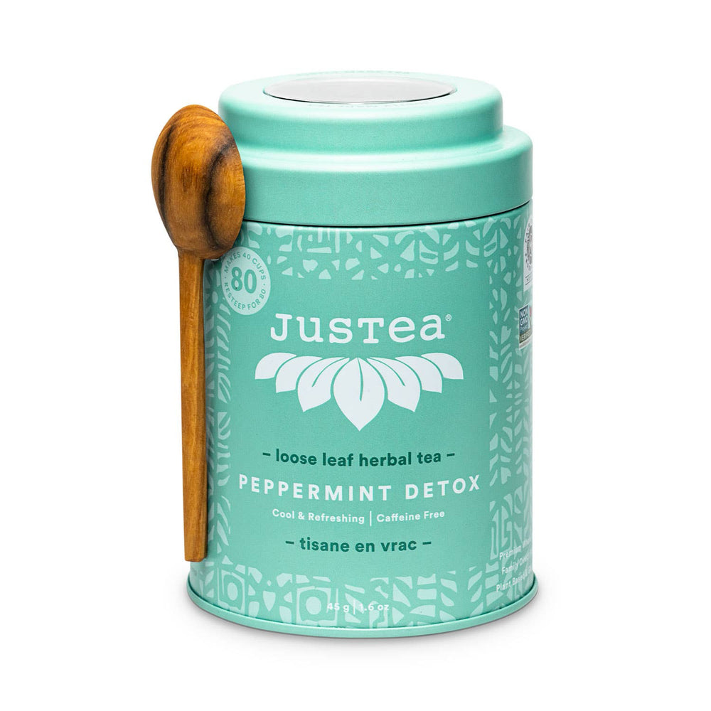 
                
                    Load image into Gallery viewer, Peppermint Detox Tin &amp;amp; Spoon- Organic, Fair-Trade Herbal Tea
                
            