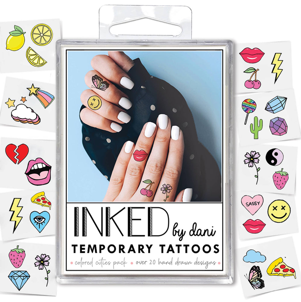 
                
                    Load image into Gallery viewer, Colored Cuties  Temporary Tattoo Pack
                
            