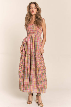 
                
                    Load image into Gallery viewer, Perfect Day Plaid Maxi Dress
                
            