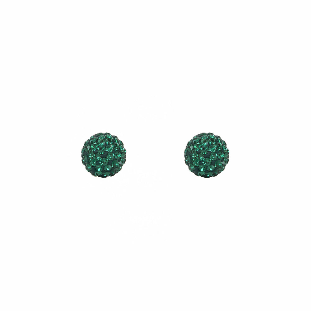 Park and Buzz radiance stud. Sparkle ball earrings. Hillberg and Berk. Canadian Brand. Glitter ball earrings. Emerald Green sparkle earrings jewelry jewellery. Valentines gift. Saskatchewan roughriders earrings