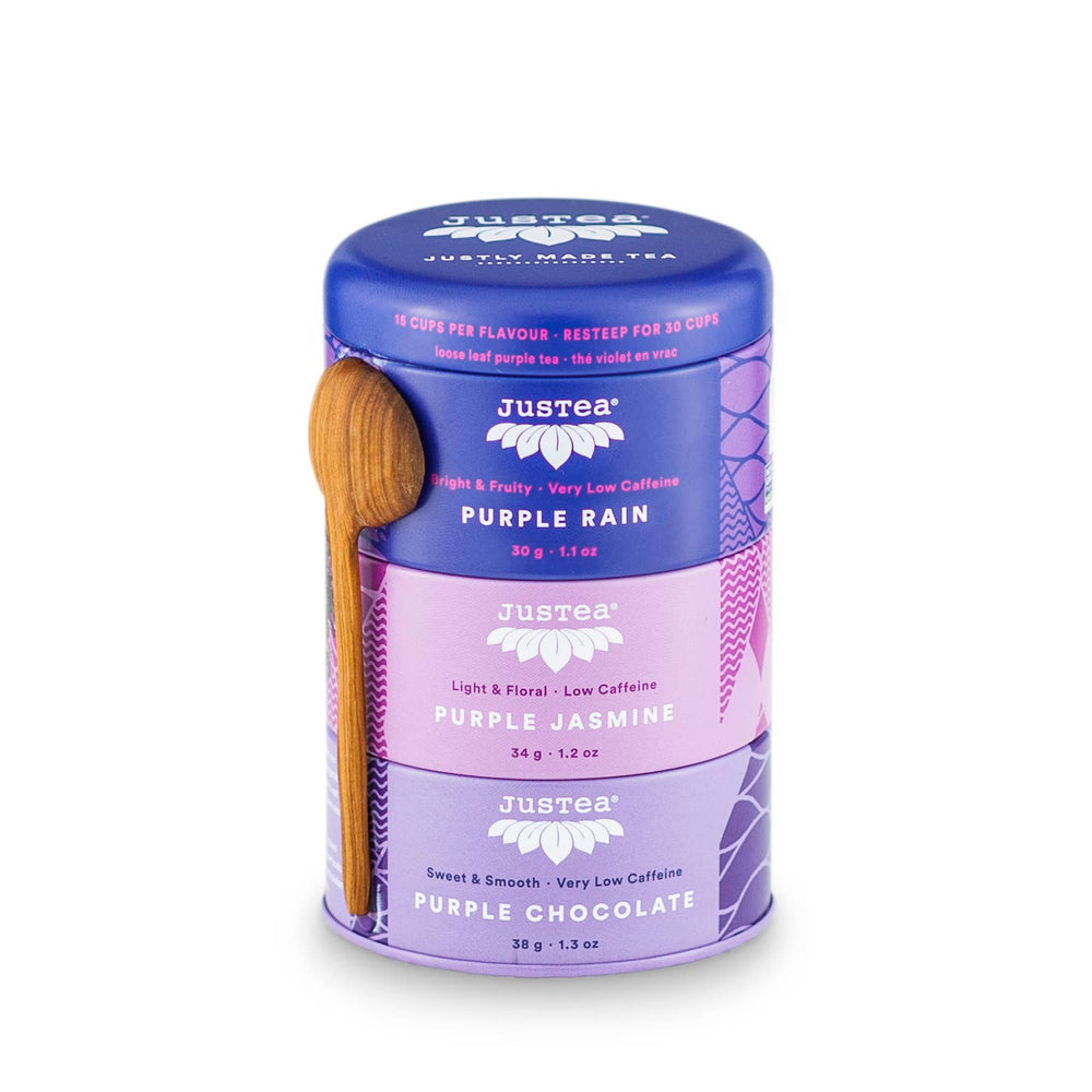 Purple Tea Trio Tin & Spoon - Organic, Fair-Trade Tea Gift