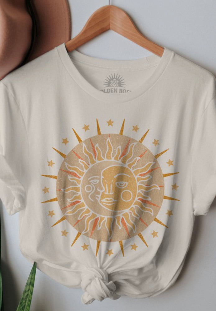 Sun Moon Stars Retro Oversized T Shirt